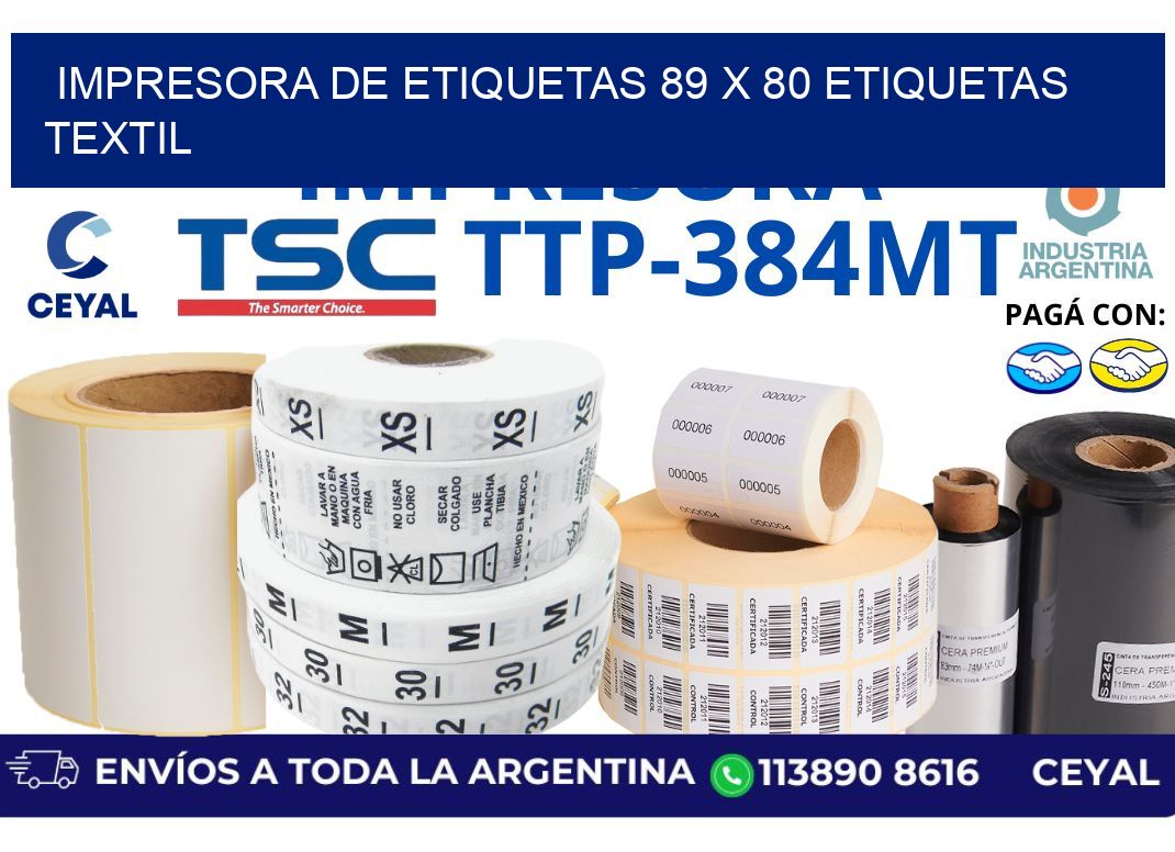 impresora de etiquetas 89 x 80 etiquetas textil