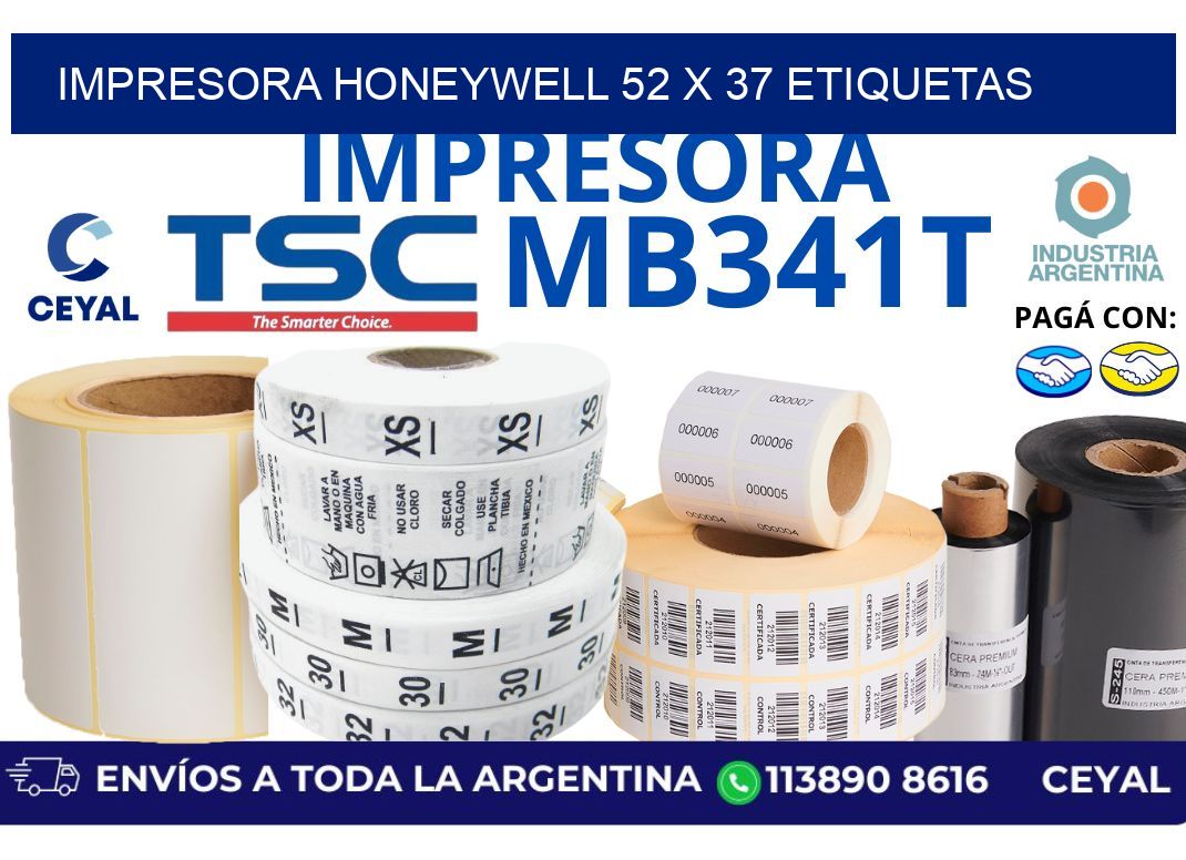 impresora honeywell 52 x 37 etiquetas