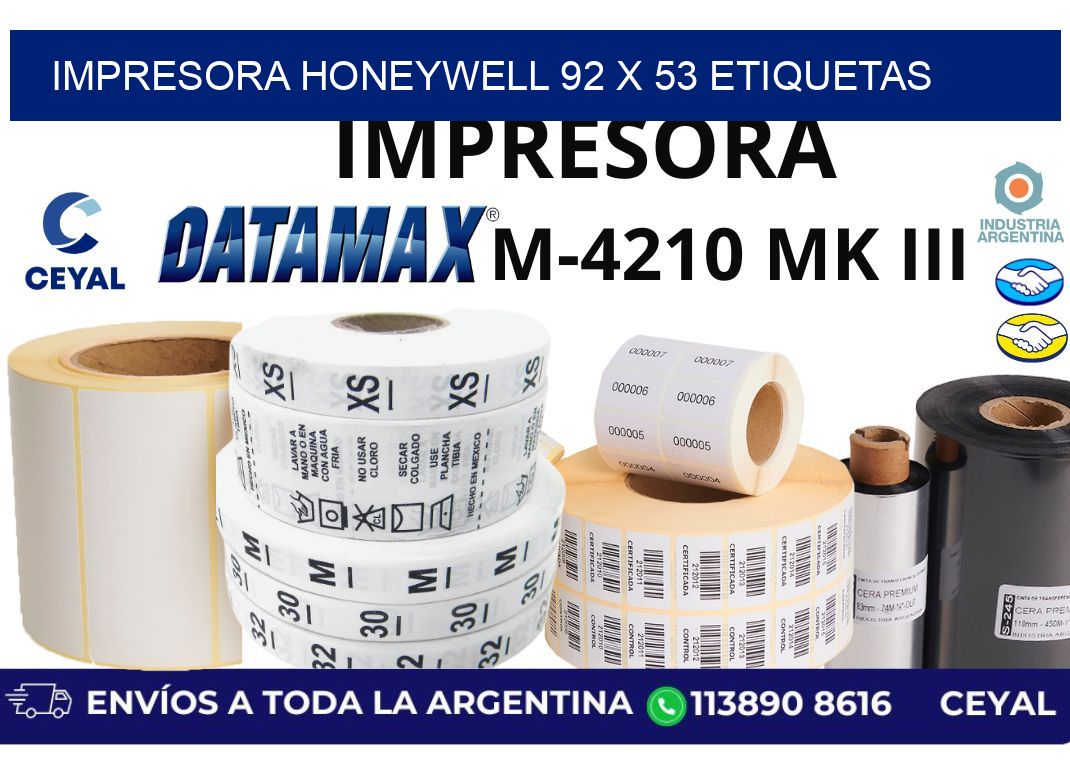 impresora honeywell 92 x 53 etiquetas