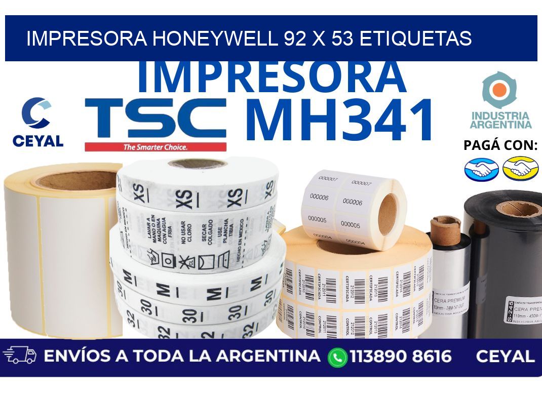 impresora honeywell 92 x 53 etiquetas