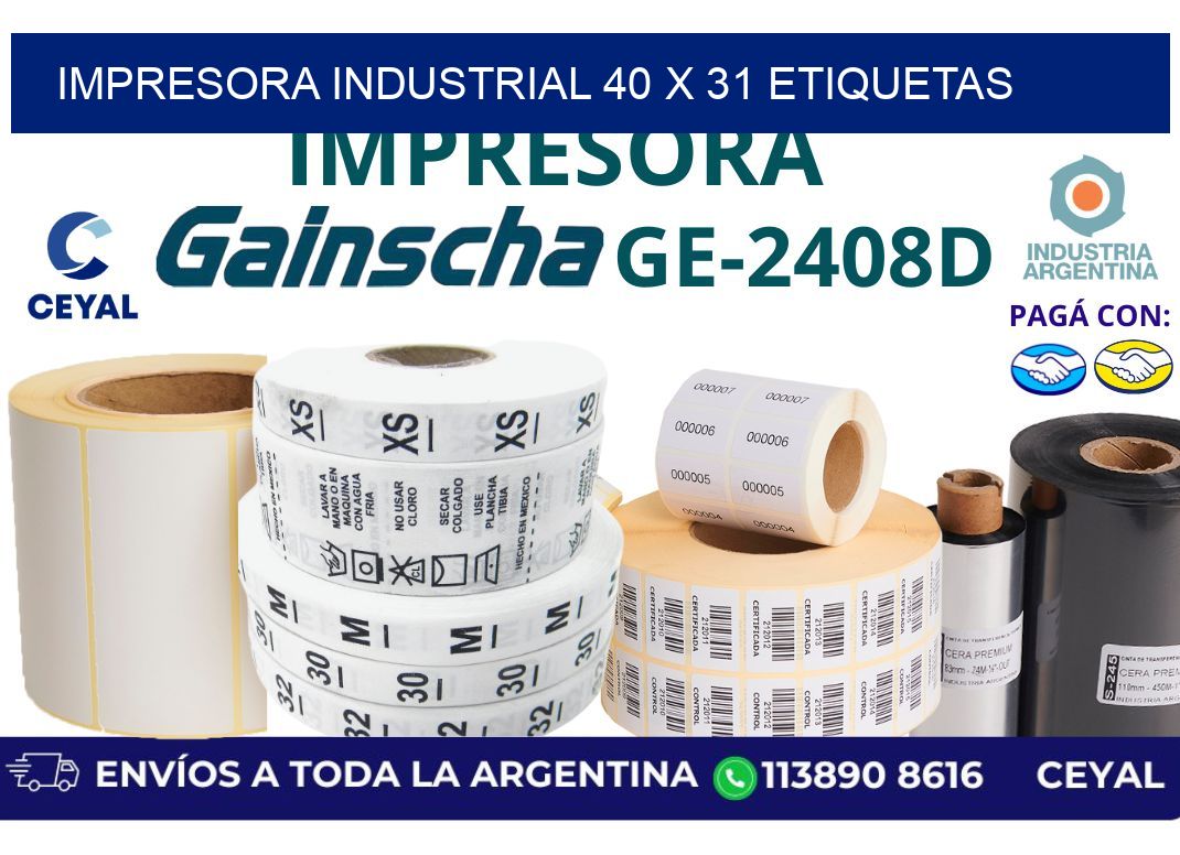 impresora industrial 40 x 31 etiquetas