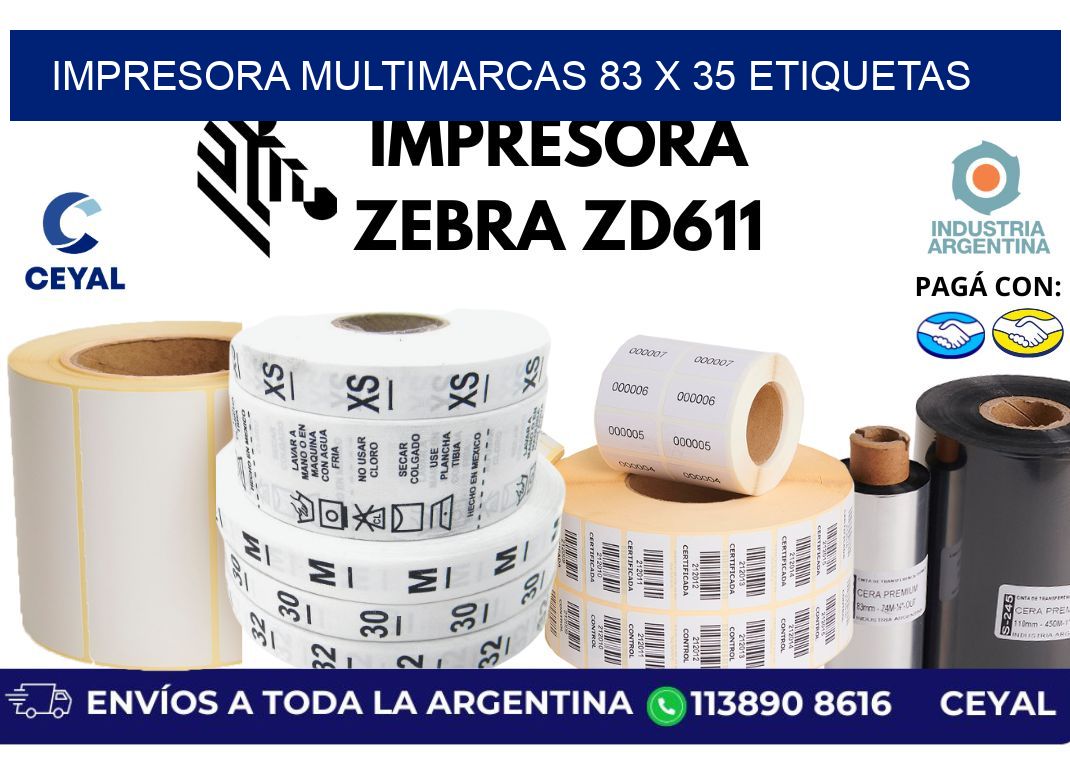 impresora multimarcas 83 x 35 etiquetas