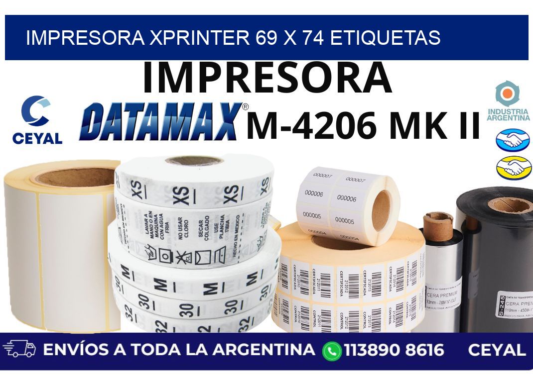 impresora xprinter 69 x 74 etiquetas