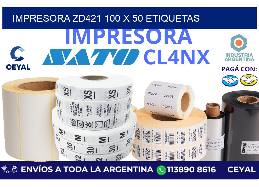impresora zd421 100 x 50 etiquetas