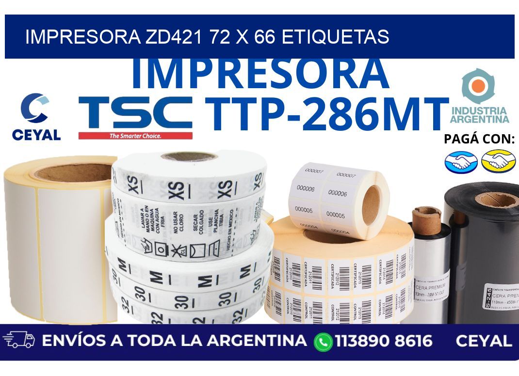 impresora zd421 72 x 66 etiquetas