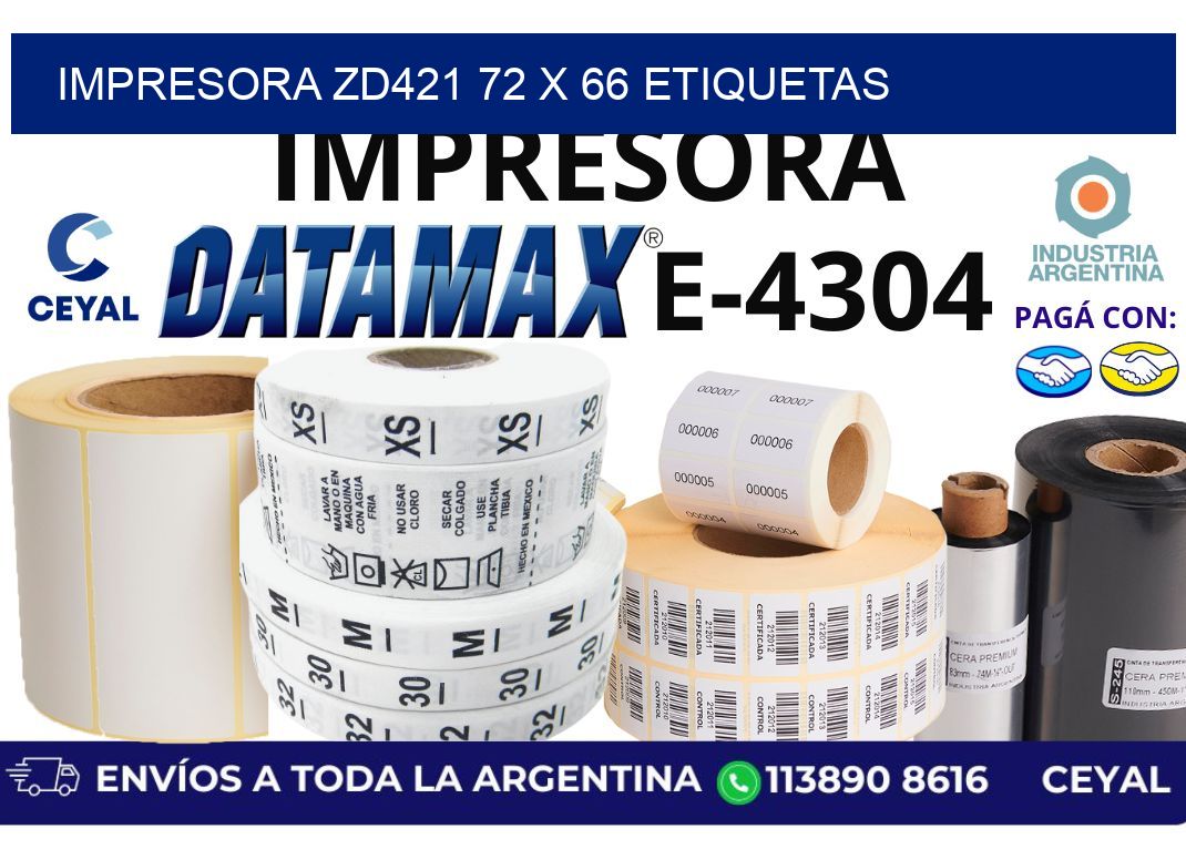 impresora zd421 72 x 66 etiquetas
