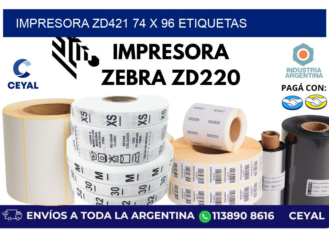 impresora zd421 74 x 96 etiquetas