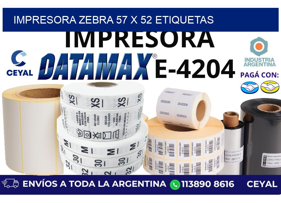 impresora zebra 57 x 52 etiquetas