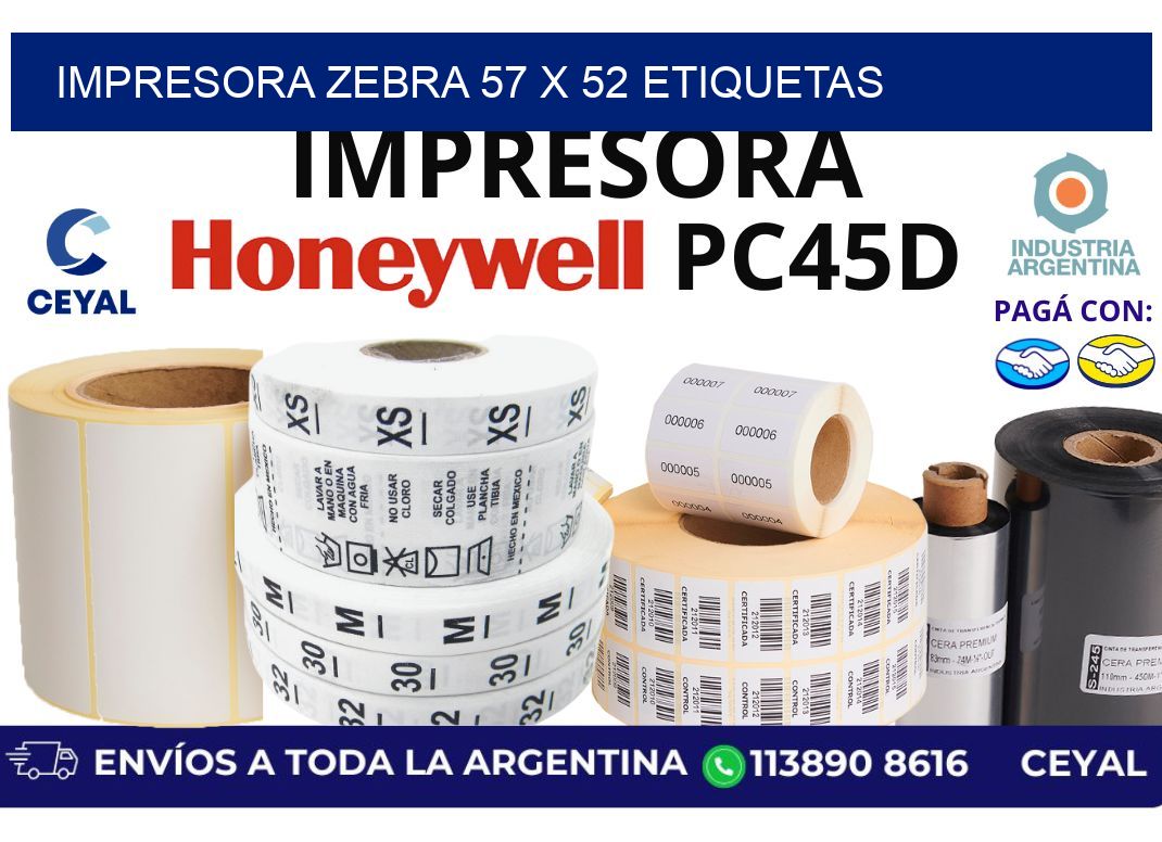 impresora zebra 57 x 52 etiquetas