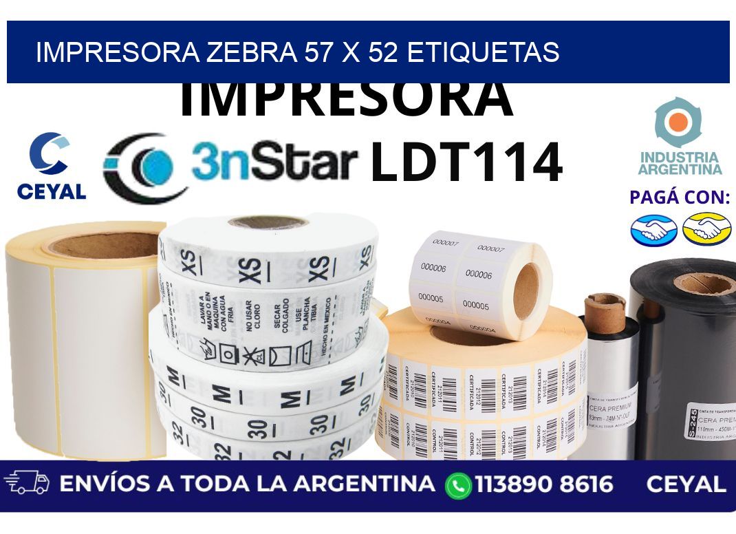 impresora zebra 57 x 52 etiquetas