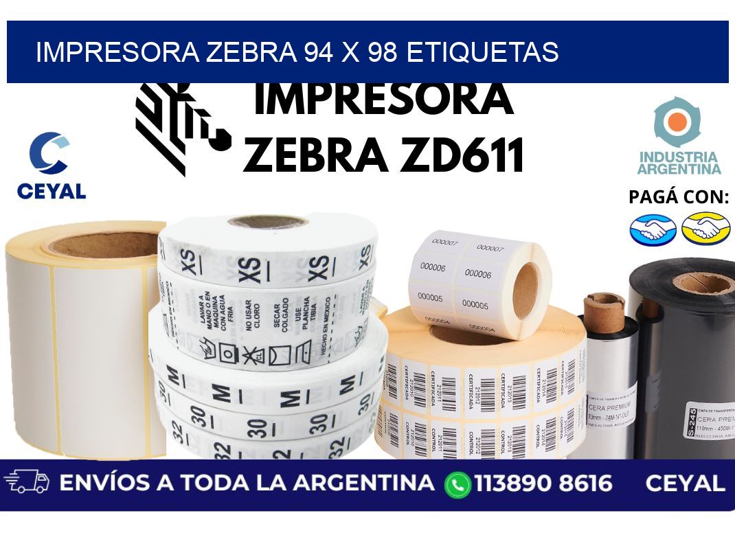 impresora zebra 94 x 98 etiquetas
