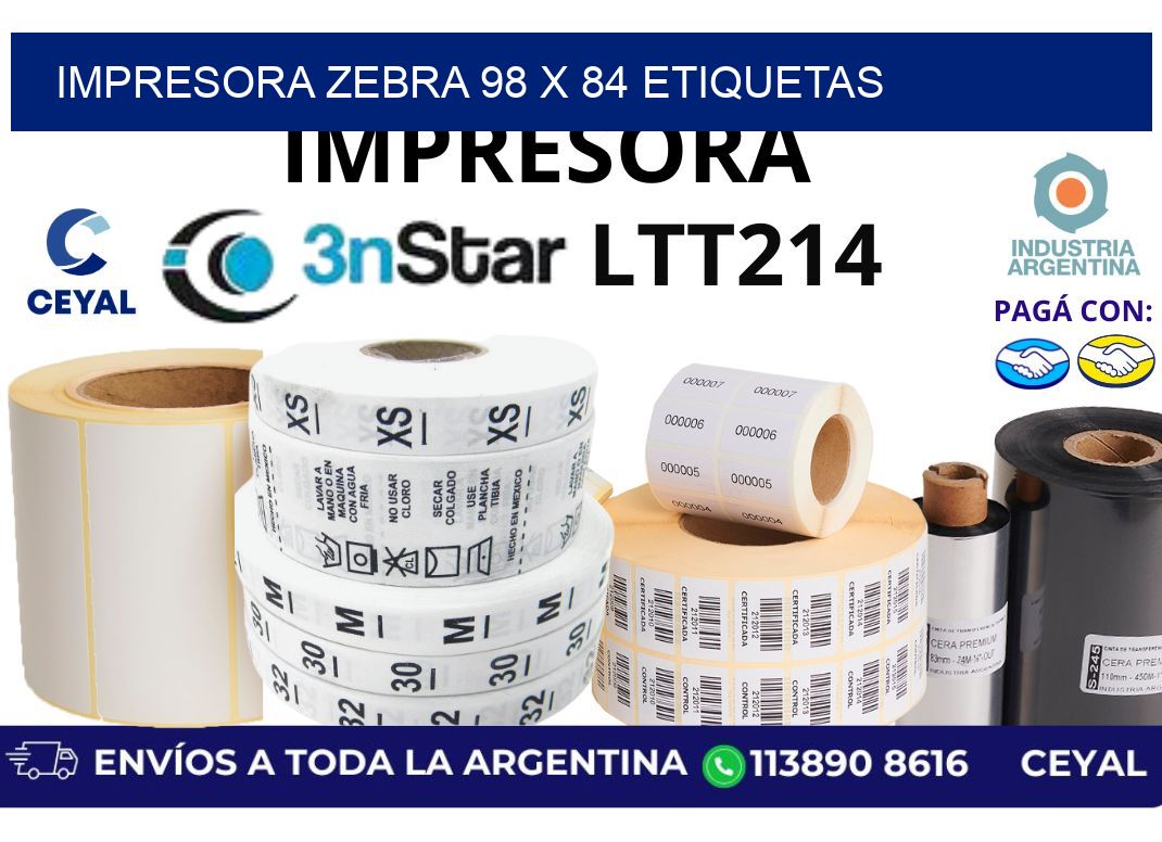 impresora zebra 98 x 84 etiquetas