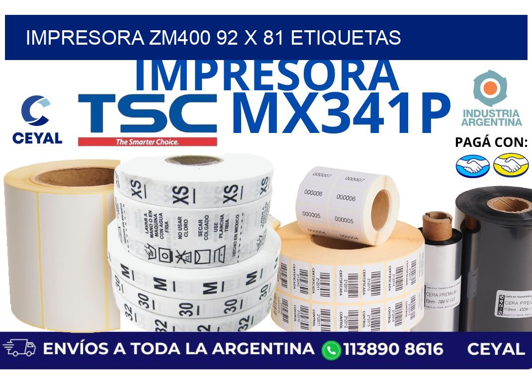 impresora zm400 92 x 81 etiquetas