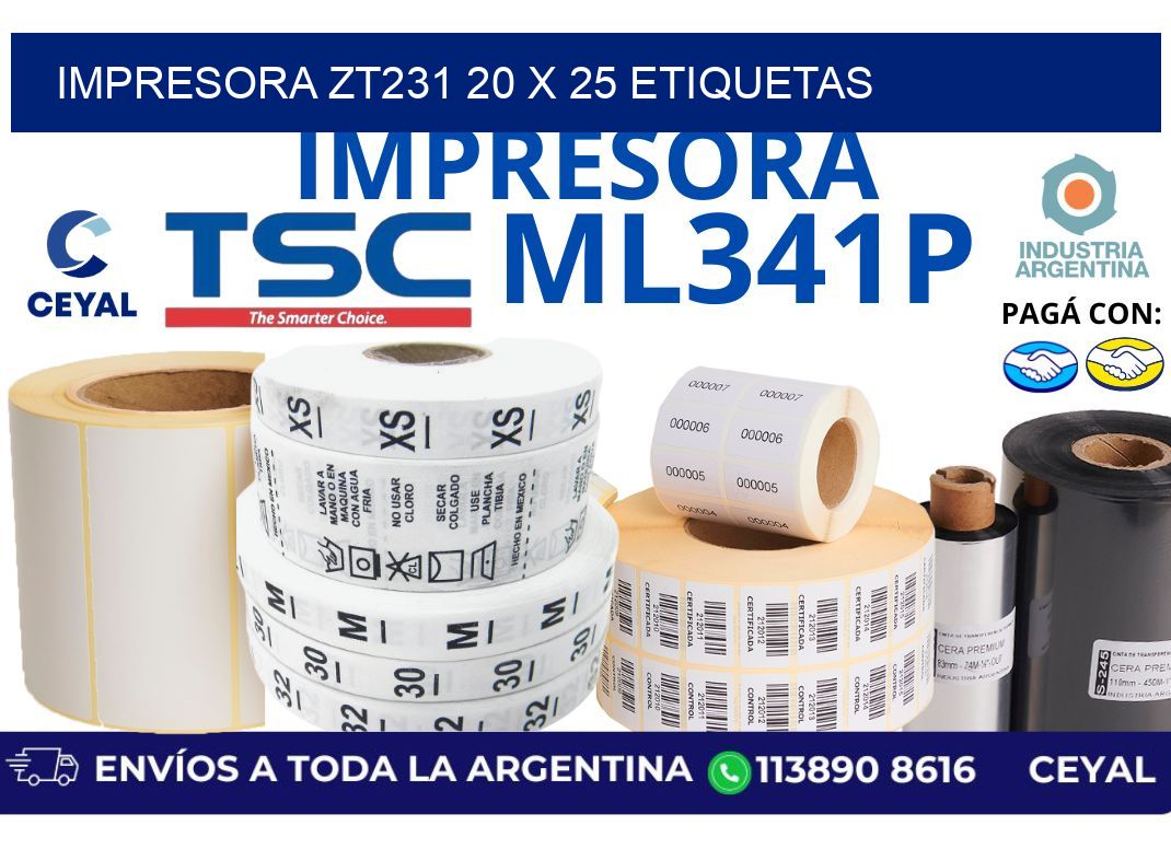 impresora zt231 20 x 25 etiquetas