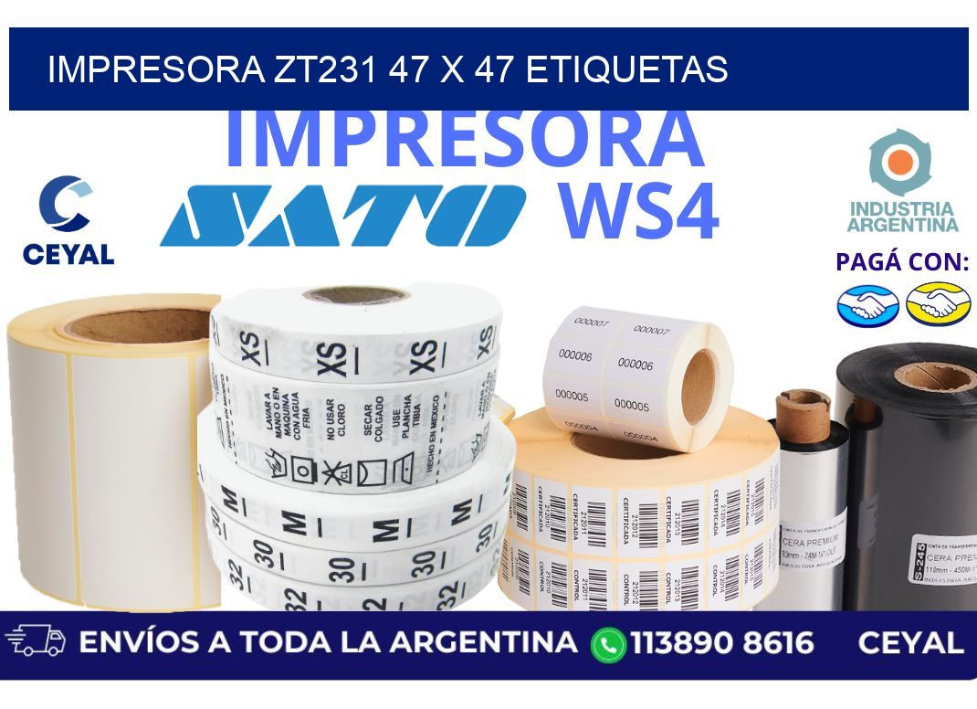 impresora zt231 47 x 47 etiquetas