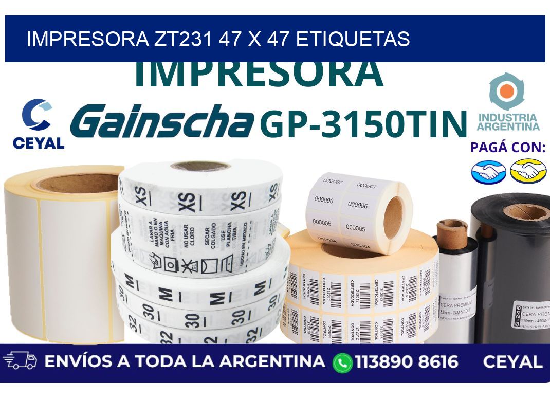 impresora zt231 47 x 47 etiquetas