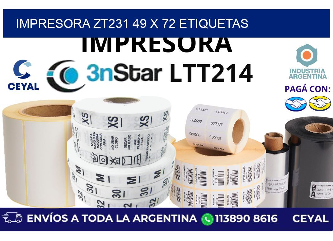 impresora zt231 49 x 72 etiquetas