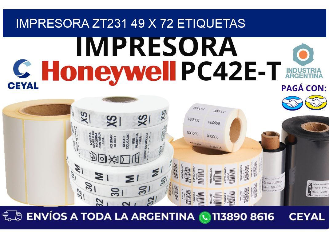 impresora zt231 49 x 72 etiquetas