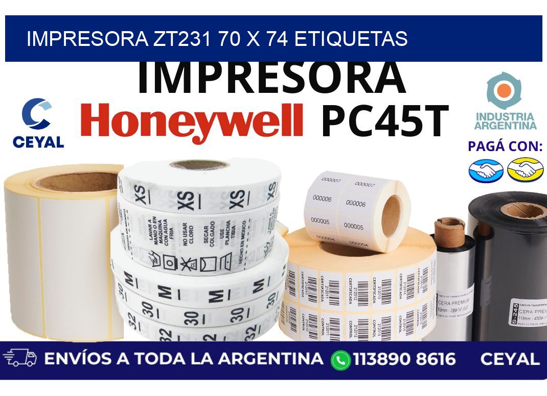 impresora zt231 70 x 74 etiquetas