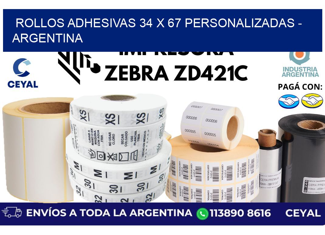 rollos adhesivas 34 x 67 personalizadas - Argentina