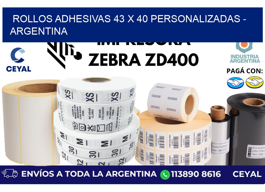 rollos adhesivas 43 x 40 personalizadas – Argentina