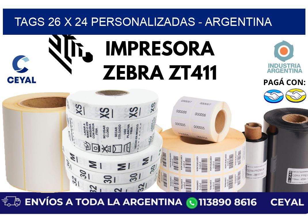 tags 26 x 24 personalizadas - Argentina