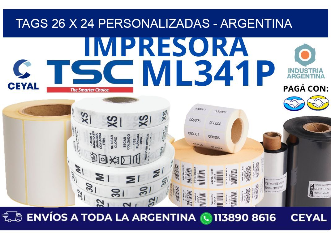 tags 26 x 24 personalizadas – Argentina