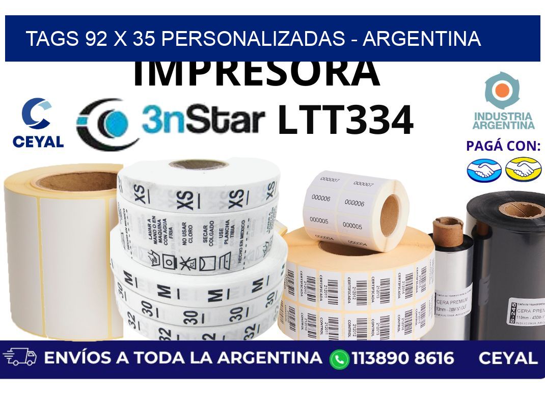 tags 92 x 35 personalizadas - Argentina