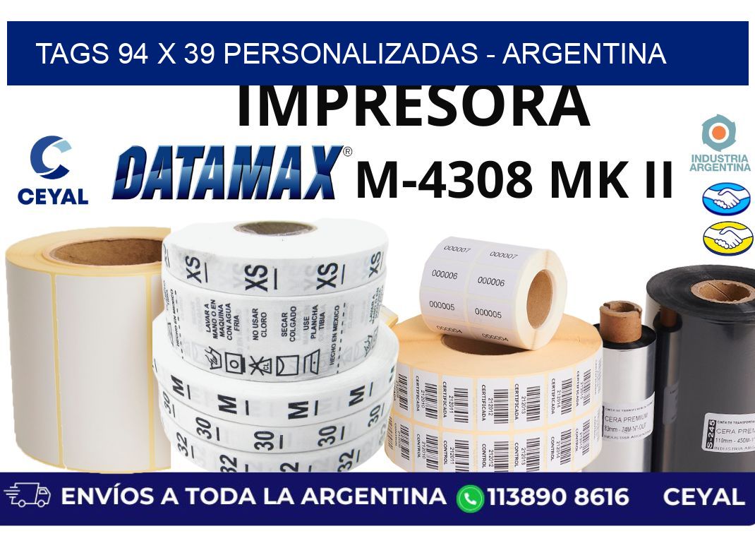 tags 94 x 39 personalizadas - Argentina