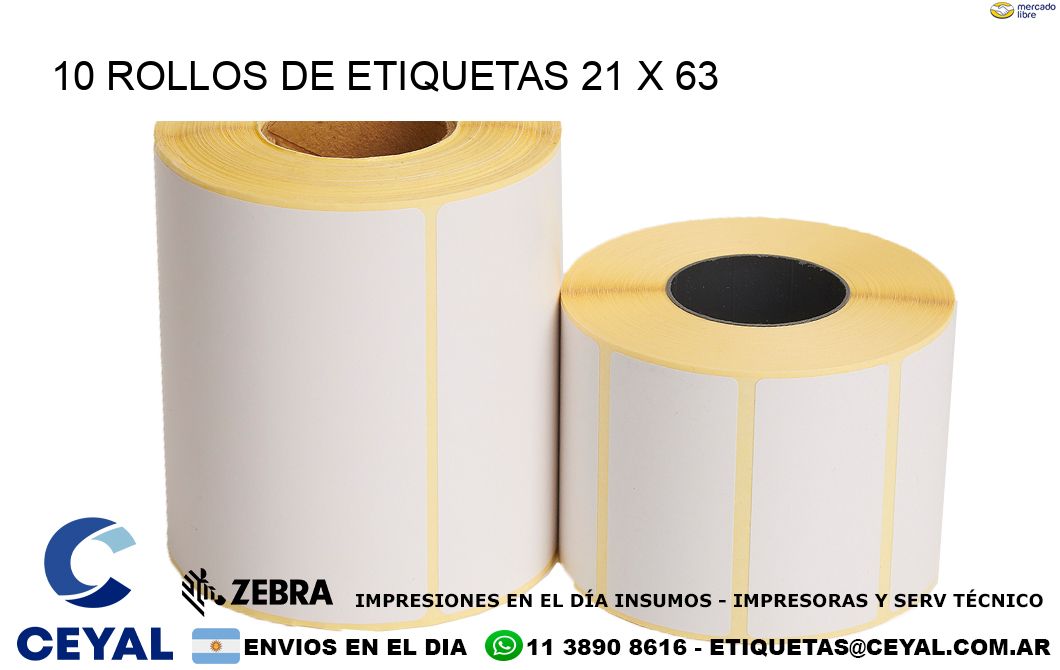 10 ROLLOS DE ETIQUETAS 21 x 63
