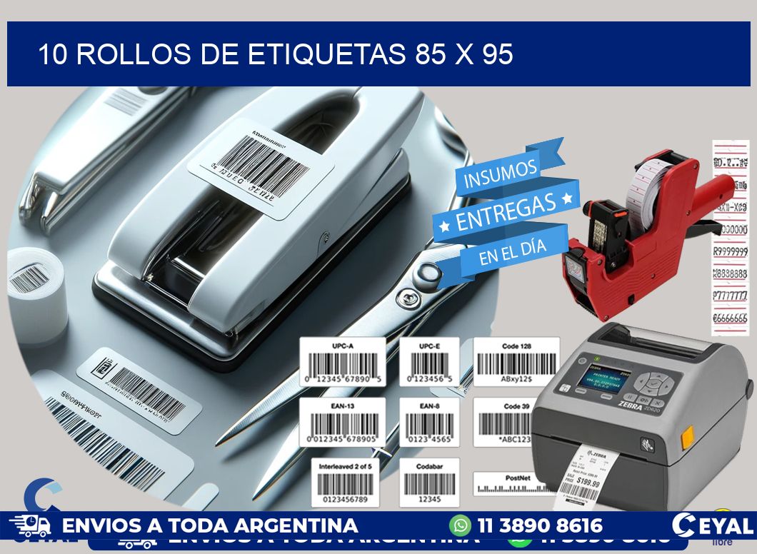 10 ROLLOS DE ETIQUETAS 85 x 95