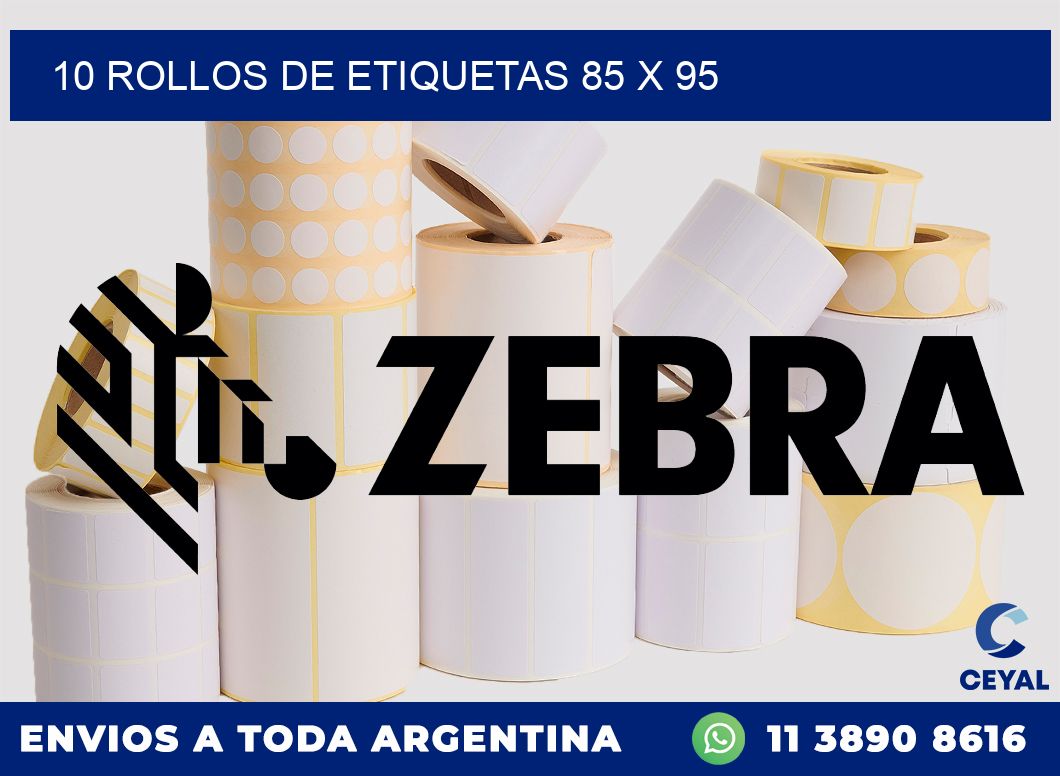 10 ROLLOS DE ETIQUETAS 85 x 95