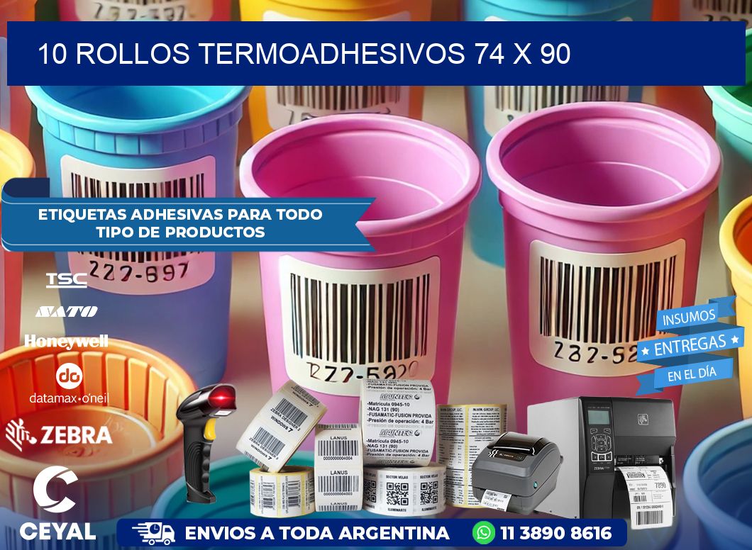 10 ROLLOS TERMOADHESIVOS 74 x 90