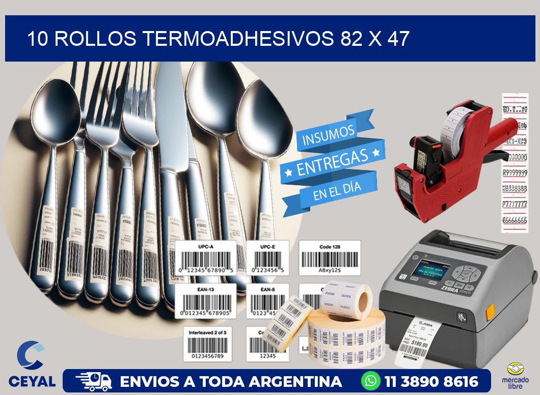 10 ROLLOS TERMOADHESIVOS 82 x 47