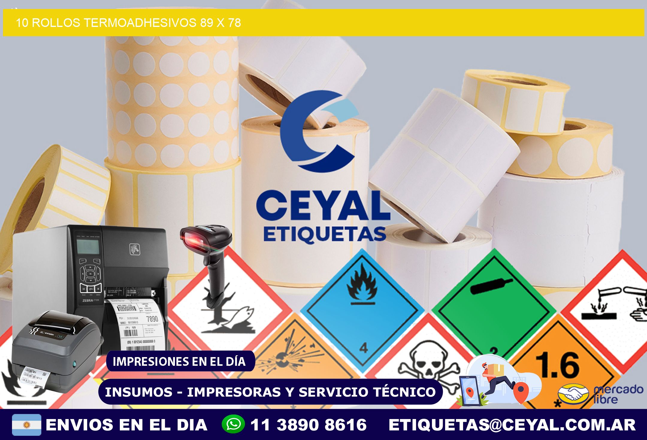 10 ROLLOS TERMOADHESIVOS 89 x 78