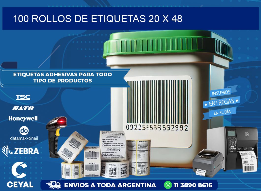 100 ROLLOS DE ETIQUETAS 20 x 48