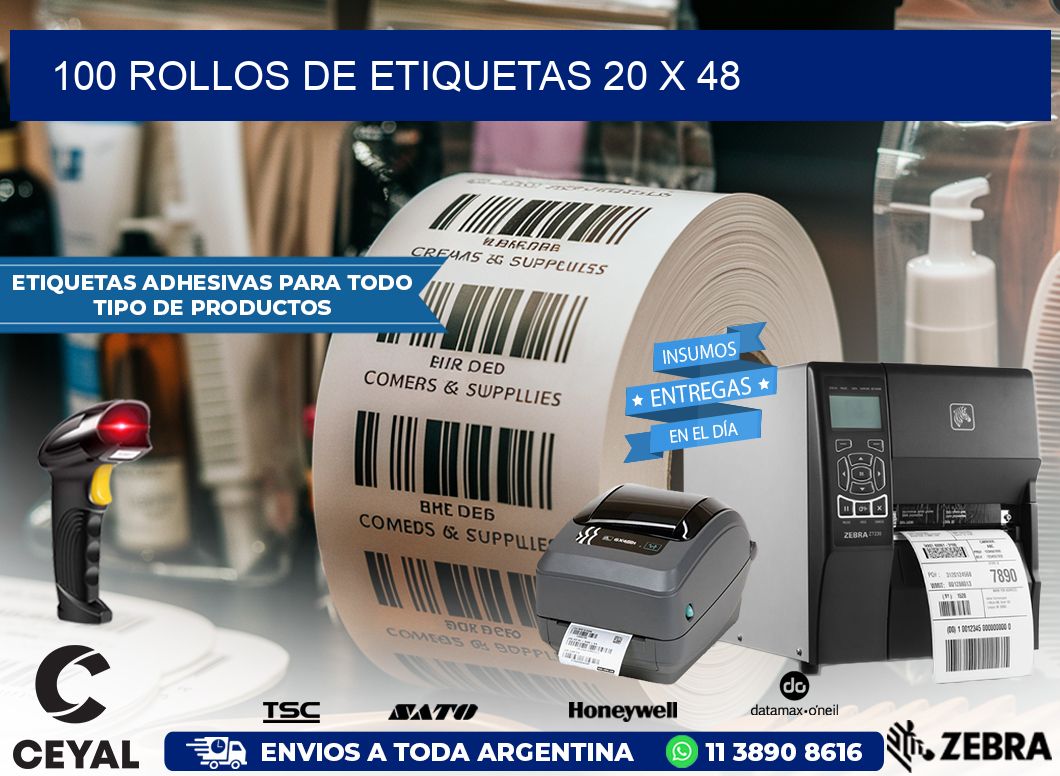 100 ROLLOS DE ETIQUETAS 20 x 48