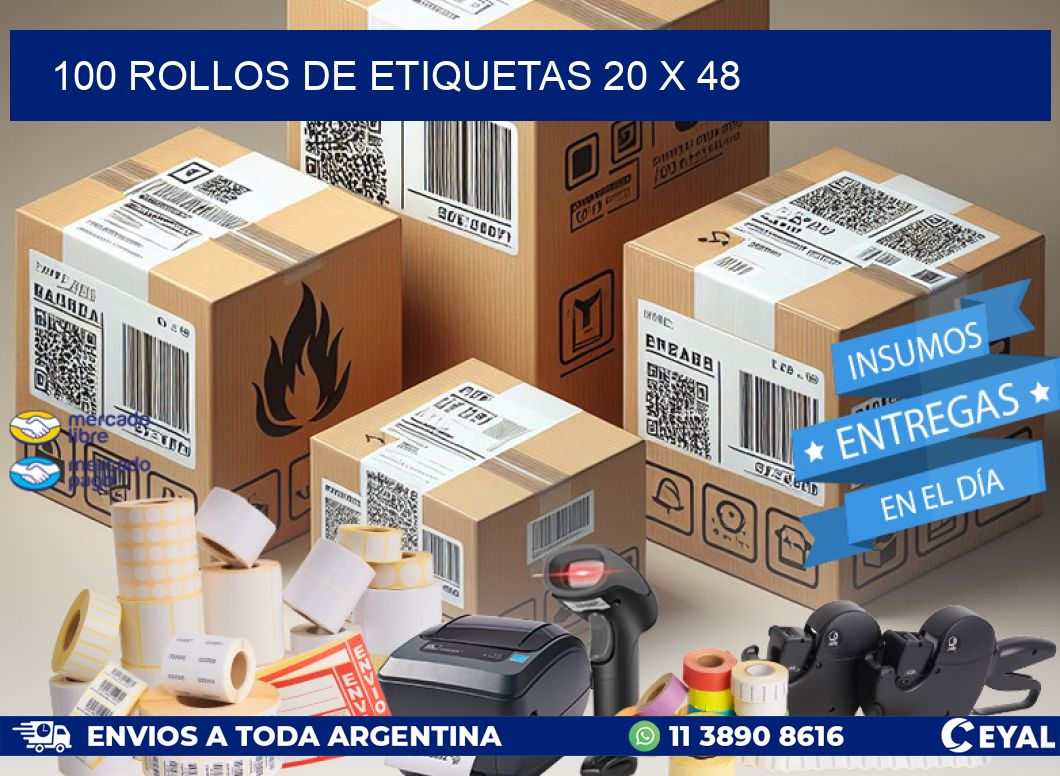 100 ROLLOS DE ETIQUETAS 20 x 48