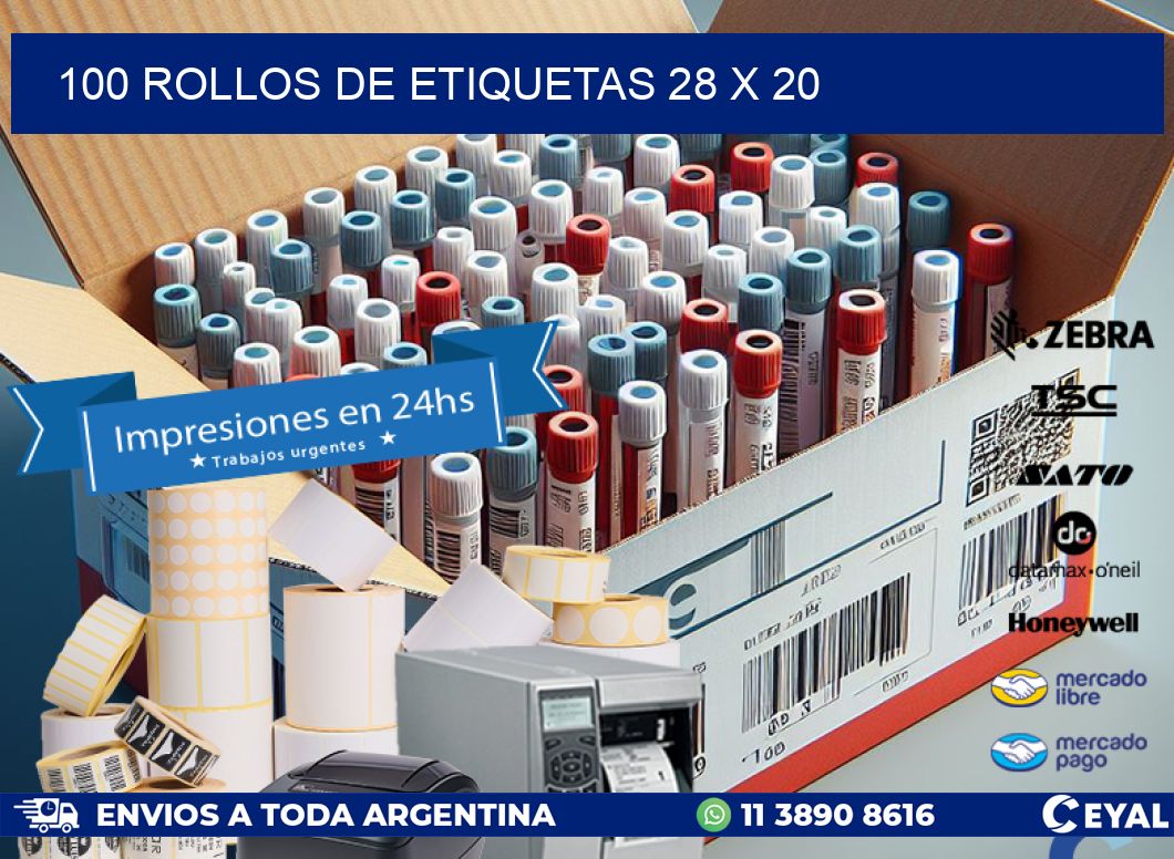 100 ROLLOS DE ETIQUETAS 28 x 20