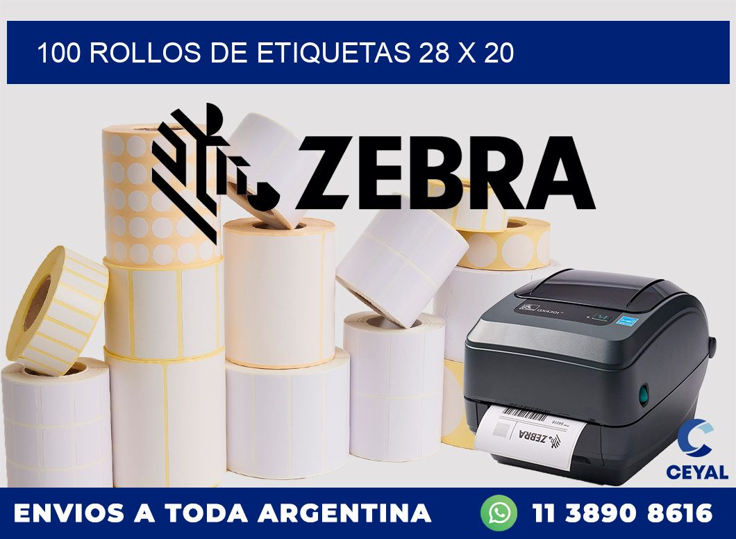 100 ROLLOS DE ETIQUETAS 28 x 20