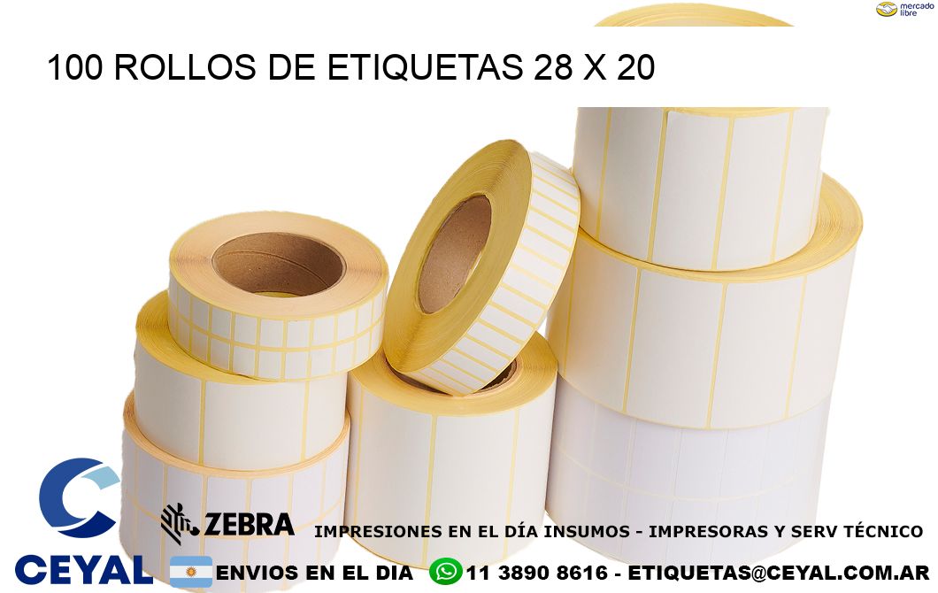 100 ROLLOS DE ETIQUETAS 28 x 20