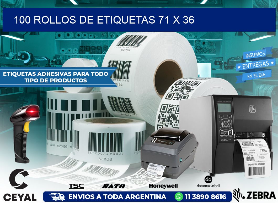 100 ROLLOS DE ETIQUETAS 71 x 36