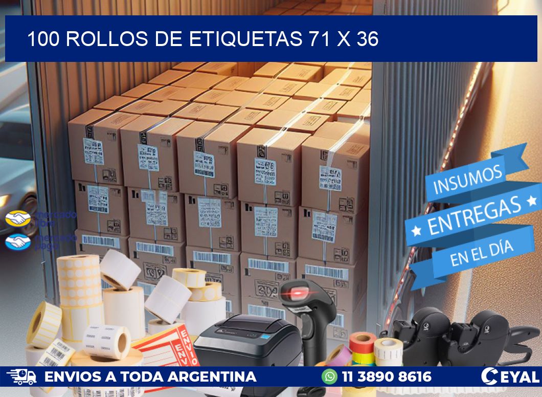 100 ROLLOS DE ETIQUETAS 71 x 36