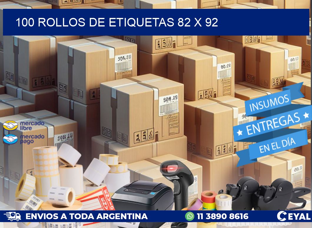 100 ROLLOS DE ETIQUETAS 82 x 92