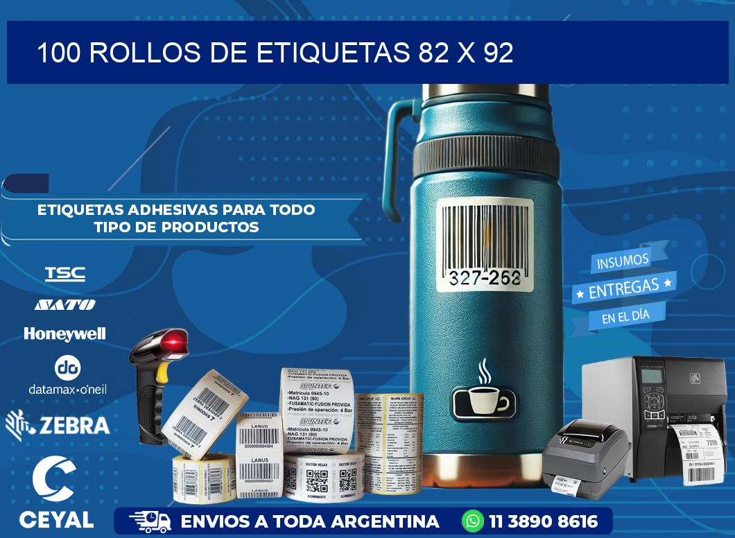 100 ROLLOS DE ETIQUETAS 82 x 92