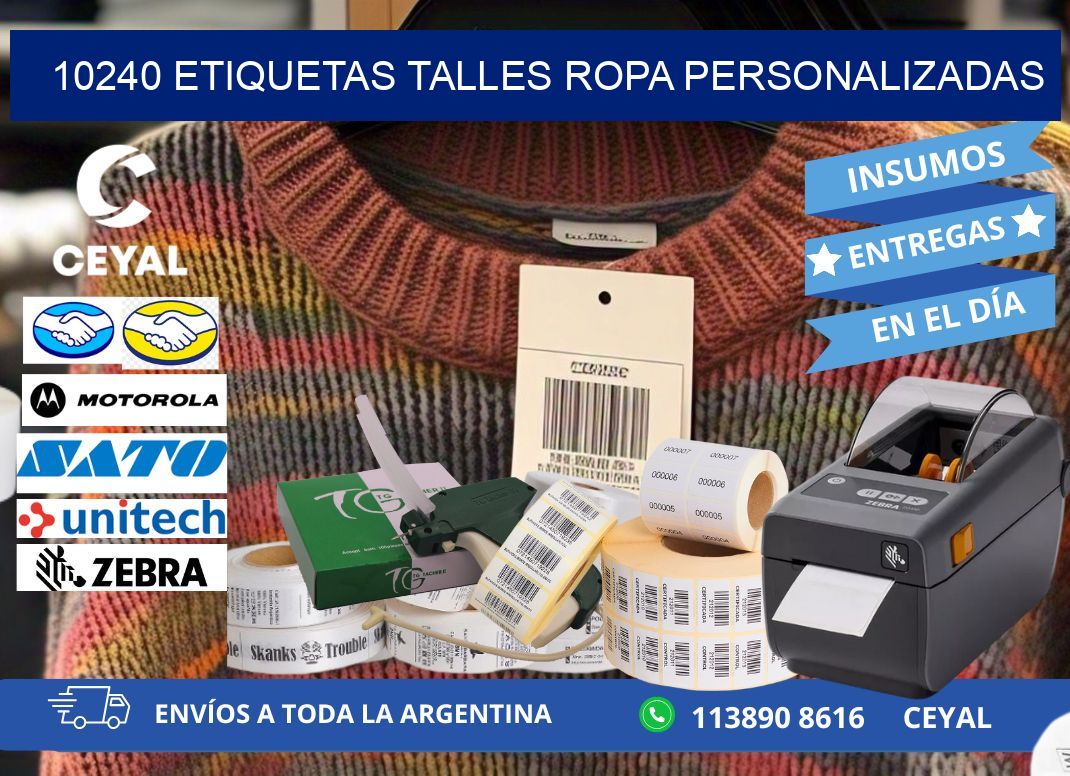 10240 ETIQUETAS TALLES ROPA PERSONALIZADAS