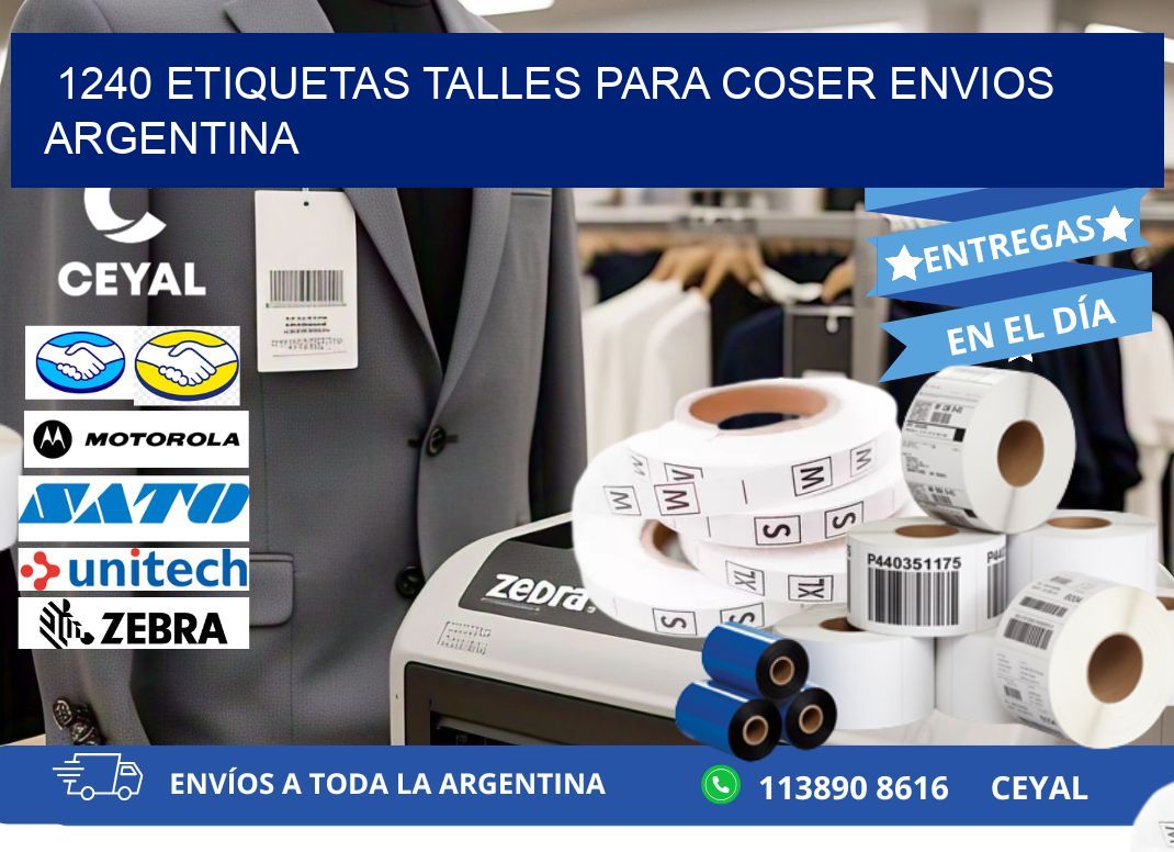 1240 ETIQUETAS TALLES PARA COSER ENVIOS ARGENTINA