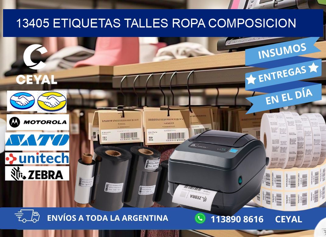 13405 ETIQUETAS TALLES ROPA COMPOSICION