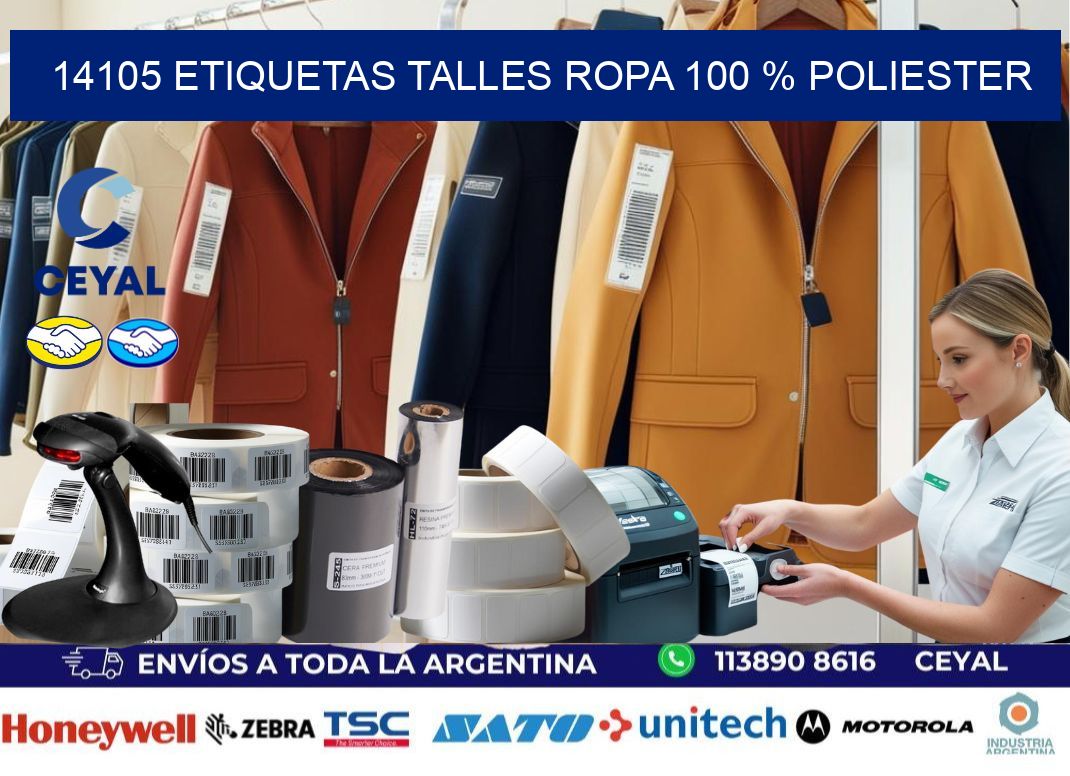 14105 ETIQUETAS TALLES ROPA 100 % POLIESTER