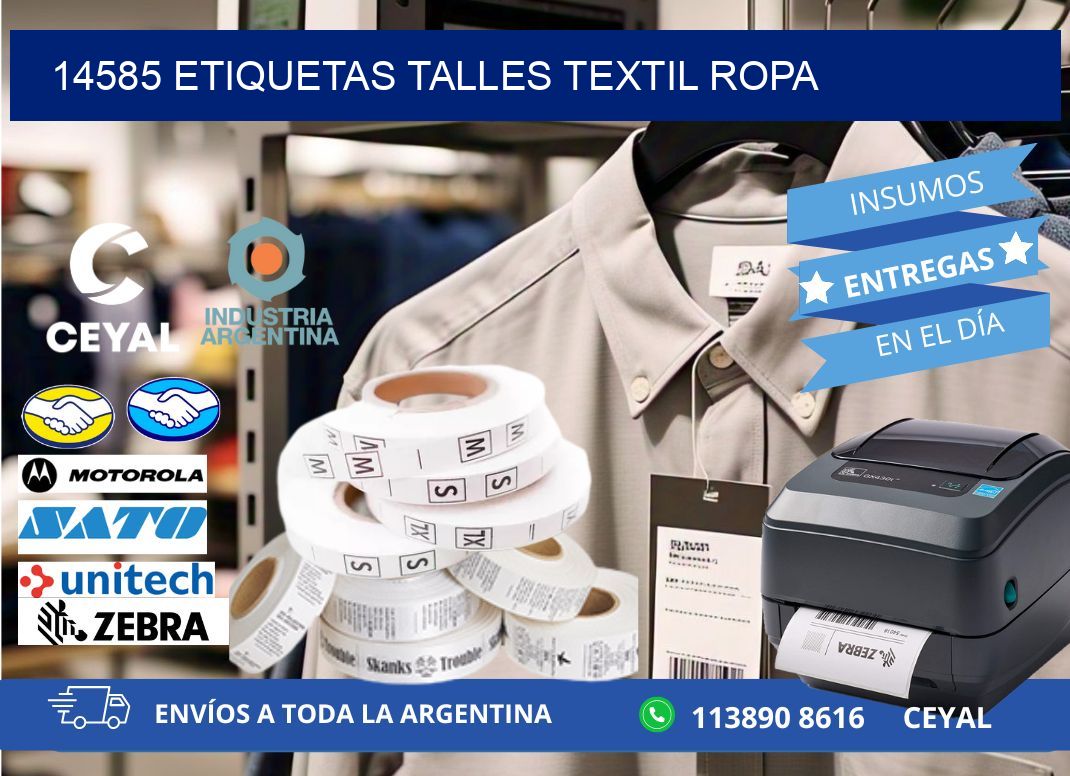 14585 ETIQUETAS TALLES TEXTIL ROPA